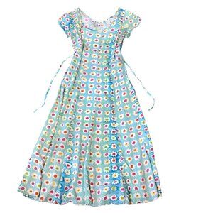 Jams World Blue Daisy Flower Print Midi Dress Sz M #294K